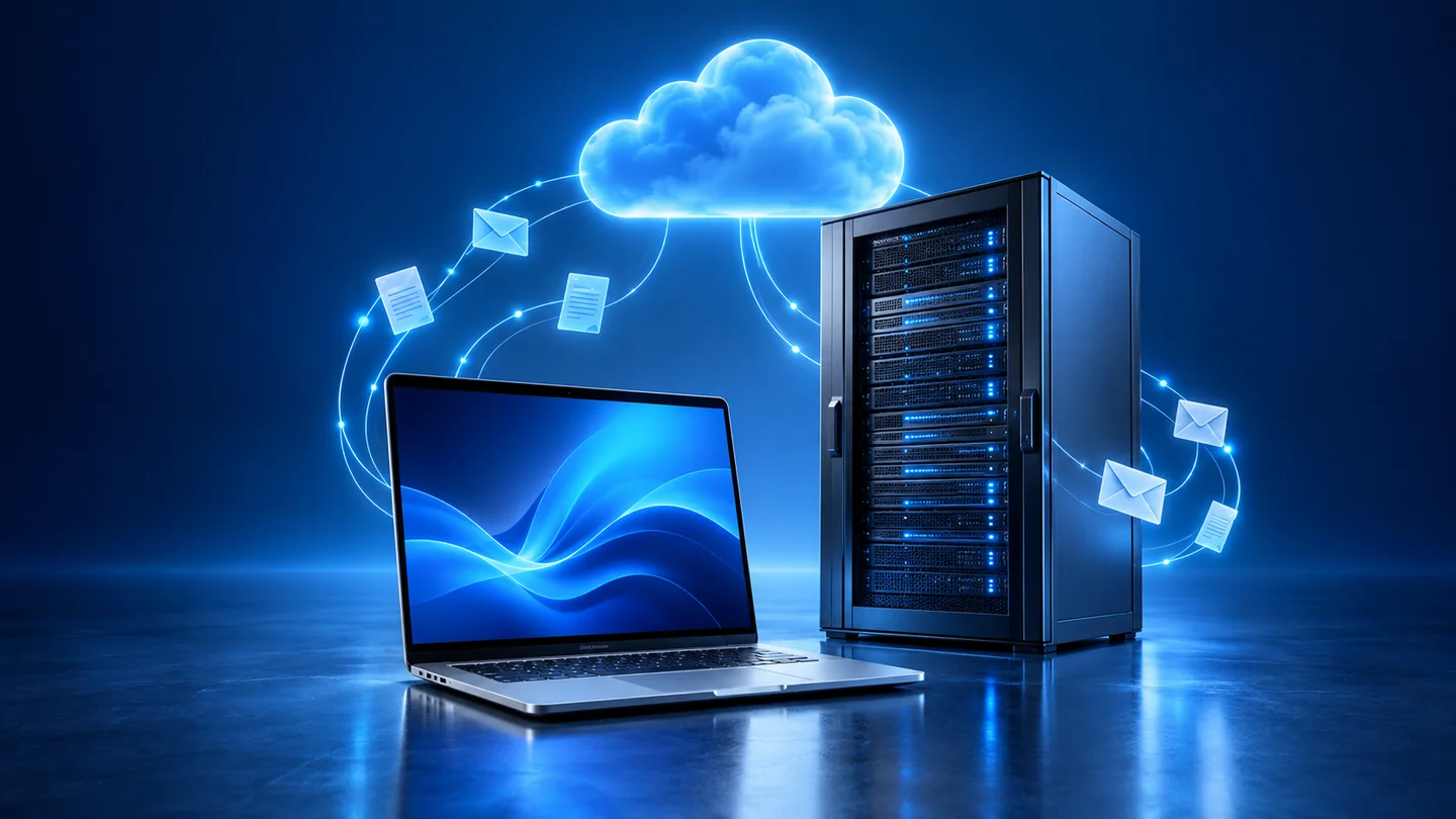 Illustration of Cloud infrastructure and business email collaboration